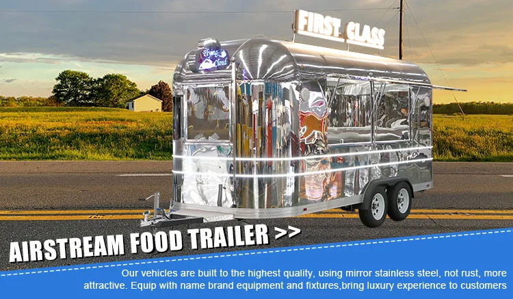 Oriental Shimao Airstream Stainless Steel Mobile Concession Snack Fast Food Trailer Electric Catering Coffee Camper Trailer
