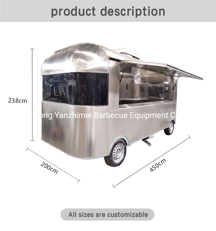 Outdoor Coffee Camping Trailer Caravan Mobile Airstream Stainless Steel Food Truck for Sale