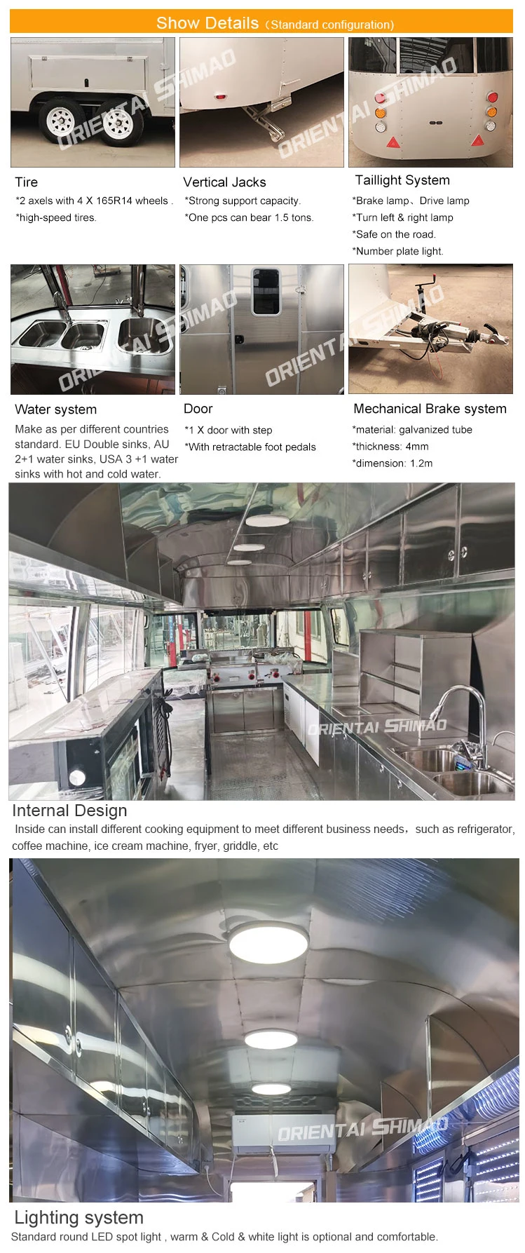 Oriental Shimao Aluminum Airstream 2022 Best Quality Mobile Food Truck Caravan Customzied with Free Design Logo