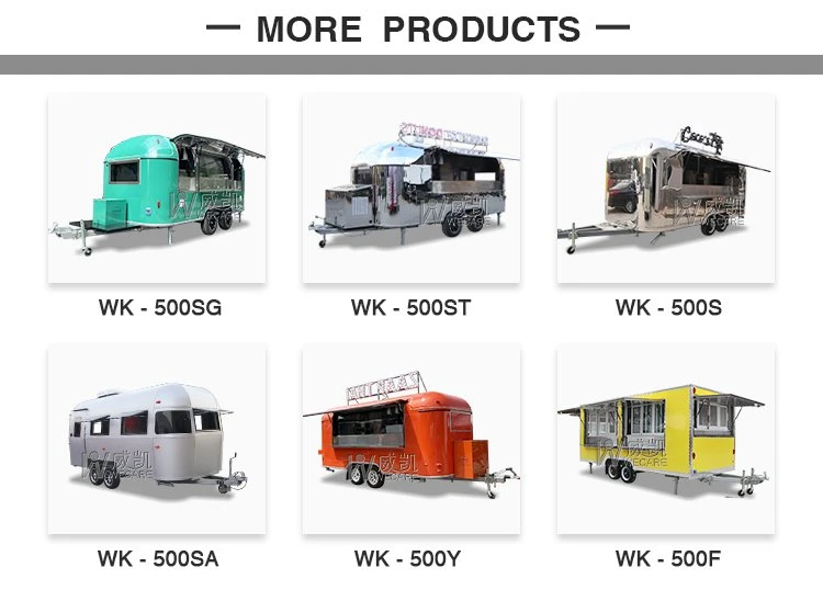 Wecare Custom Mobile Ice Cream Coffee Fast Food Carts Full Equipped Airstream Food Truck Trailer with Full Kitchen for Sale