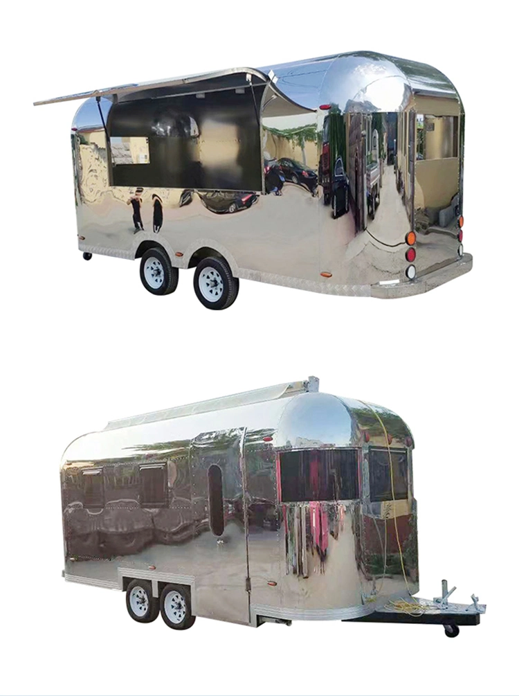 Mobile Fast Food Cart Stainless Steel Camper Trailer Hot Dog Food Truck Caravan Airstream Food Trailer For Sale